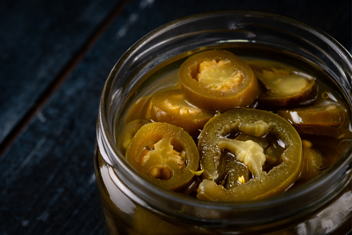 Fire & Forest Pickle Chips in a Mason Jar.