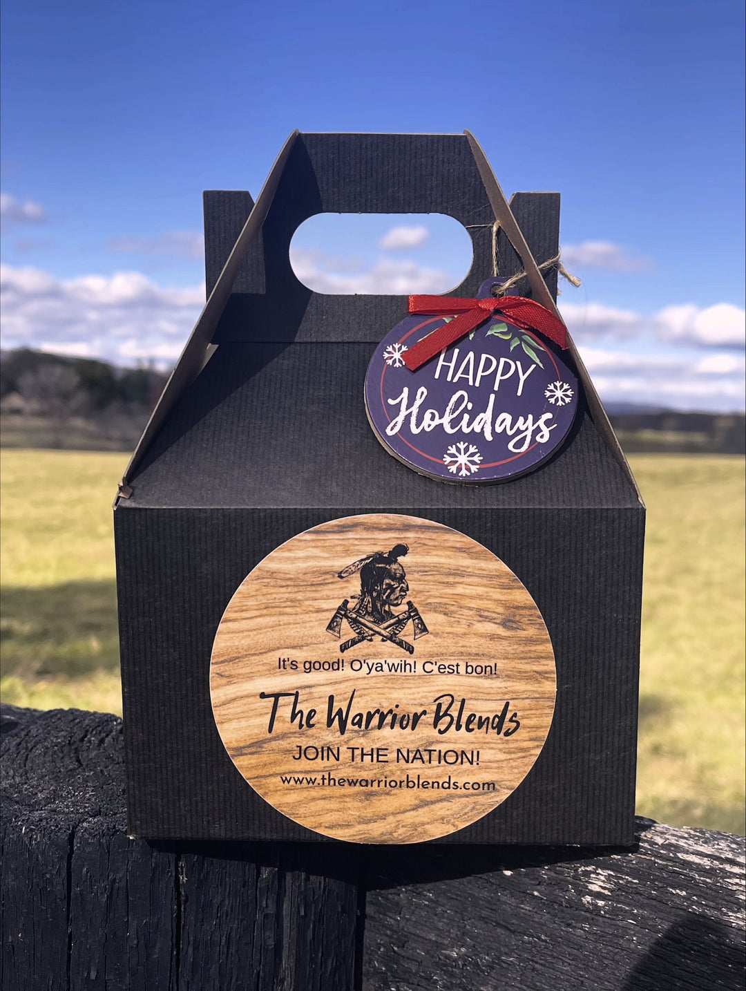 A gable box with 4 pack of the warrior blends inside