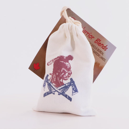 A pouch of Traditional Warrior Blend – sweet and savory indigenous seasoning with pure maple and green alder pepper